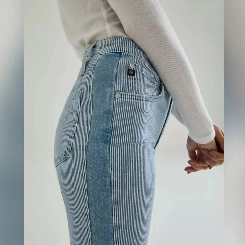 AG Adriano Goldschmied Isabelle Side Panel High Rise Straight Crop Jeans Size 25